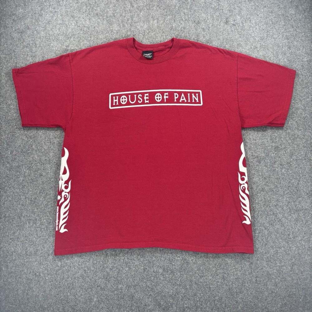 Vintage House of Pain T-Shirt Men’s XXL Red Box Logo Tribal Side Graphic Cotton